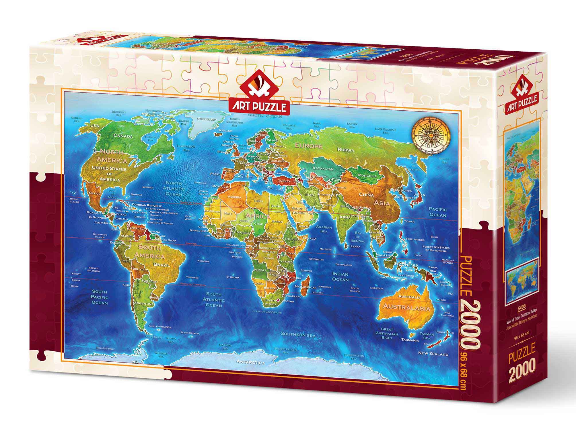 Comprar Puzzle Art Puzzle Mapa Geopolítico Mundial de 2000 Piezas Art