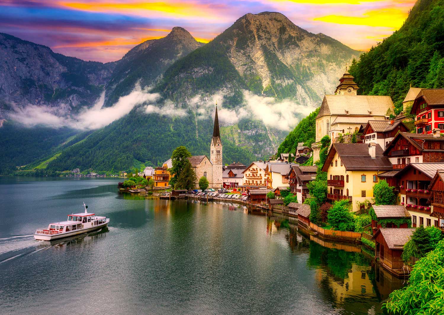 Comprar Puzzle Enjoy Hallstatt Al Atardecer Austria De Piezas