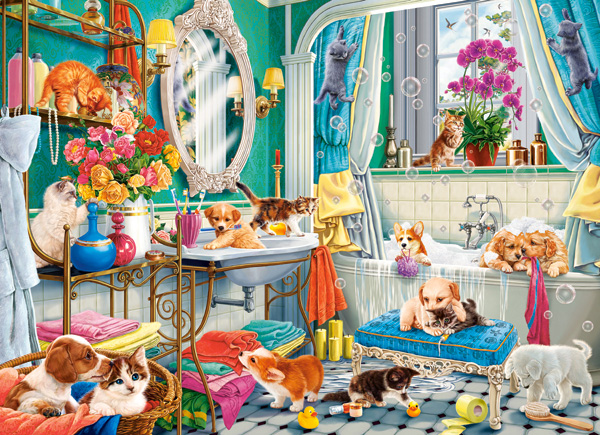 Comprar Puzzle Castorland Baño Loco De Mascotas De 100 Piezas ...