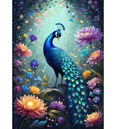 Puzzle Bluebird Flores y Pavo Real de 500 Piezas