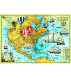 Puzzle Bluebird Mapa Vintage de Norteamérica de 1500 Piezas