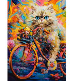 Puzzle Castorland Bicicleta Floral Del Gatito de 180 Piezas