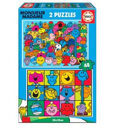 Puzzle Educa Monsieur Madame de 2 x 48 Piezas