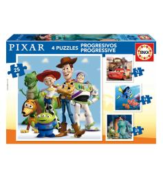Puzzle Educa Pixar Progresivos 12+16+20+25 Pzs