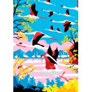 Puzzle Hachette Vuelo de los Flamencos Rosas de 500 Piezas