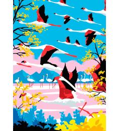 Puzzle Hachette Vuelo de los Flamencos Rosas de 500 Piezas