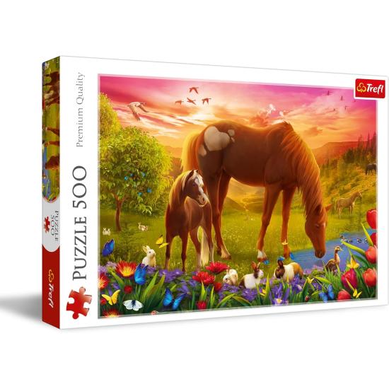 Puzzle Trefl Caballos en el Prado de 500 Piezas Puzzle Trefl Caballos en el Prado de 500 Piezas